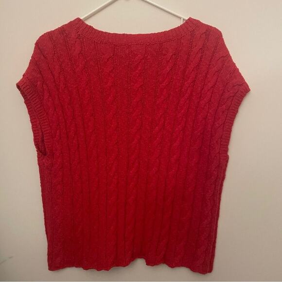 Lucky Brand Red Cable Knit Sweater Vest NWT Festive Holiday Christmas Size M - Picture 7 of 8